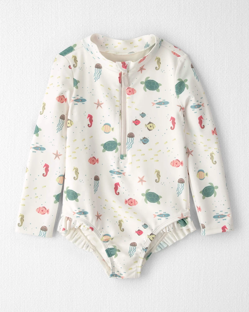 Toddler Girl Recycled Rashguard Swimsuit Under the Sea