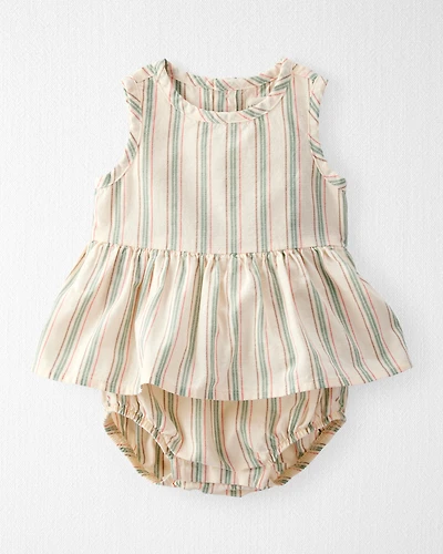 Baby Linen Striped Sunsuit Made with Organic Cotton