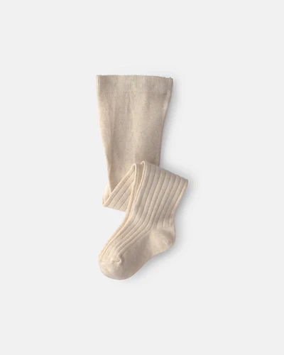 Toddler Girl Ribbed Tights - Cream