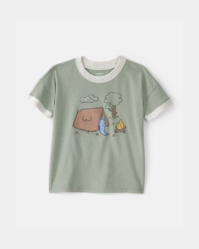 Toddler Boy Camping Dinosaur Graphic Tee - Green