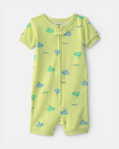 Toddler Boy Submarine 100% Cotton 1-Piece Romper Pyjama - Green