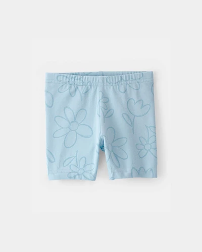 Baby Girl Floral Ladybug Bike Shorts - Blue