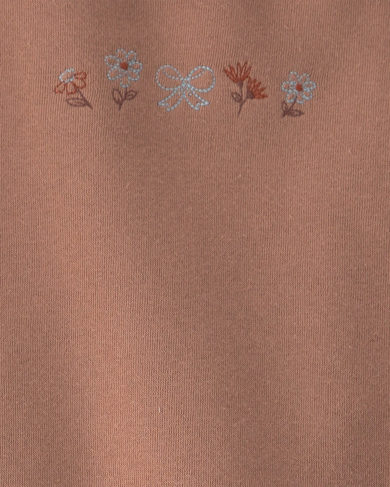 Toddler Girl 2-Piece Floral Fleece Sweatshirt & Pant Set - Brown