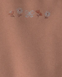 Toddler Girl 2-Piece Floral Fleece Sweatshirt & Pant Set - Brown