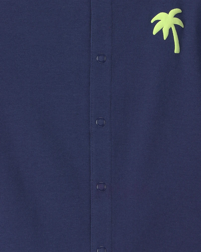 Baby Boy 'Surf Club' Short Sleeve Romper - Navy Blue