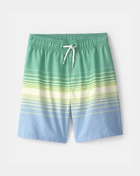 Boys Striped Swim Trunks - Black