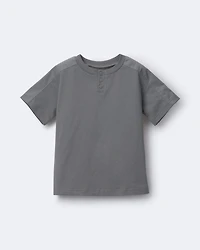 Toddler Boy Henley Tee - Dark Grey