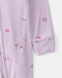 Baby Girl Fairytale 2-Way Zip PurelySoft Sleeper - Purple