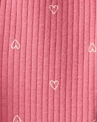Baby Girl Heart Print Cotton Pull-On Pants - Pink