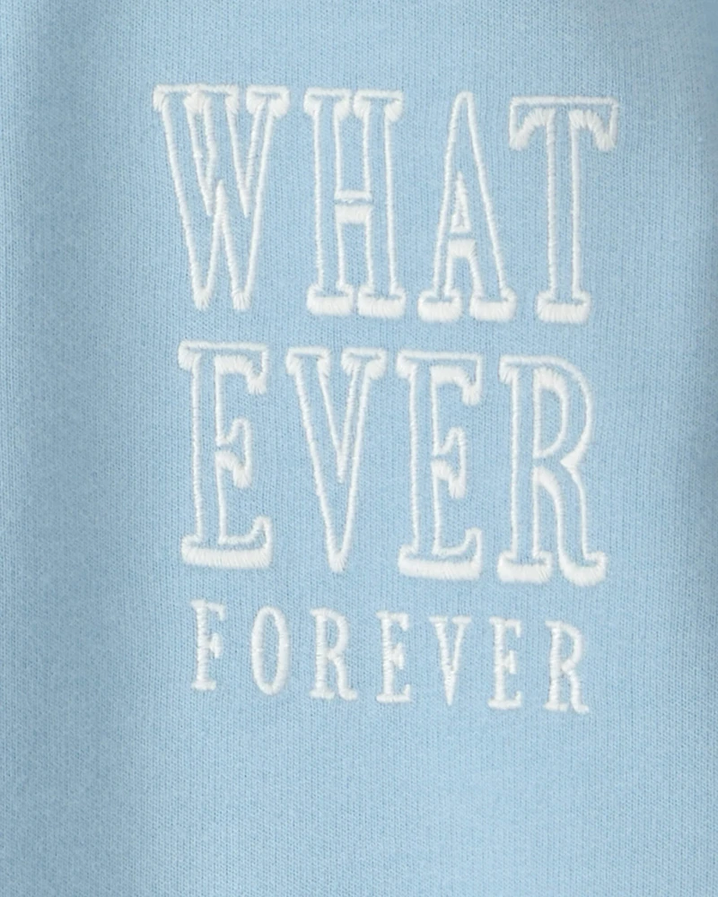 Girls 'Whatever Forever' French Terry Pullover Sweatshirt - Blue