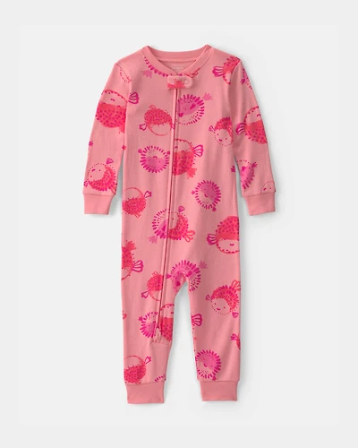 Toddler Girl Pufferfish 100% Cotton 1-Piece Pyjama - Pink