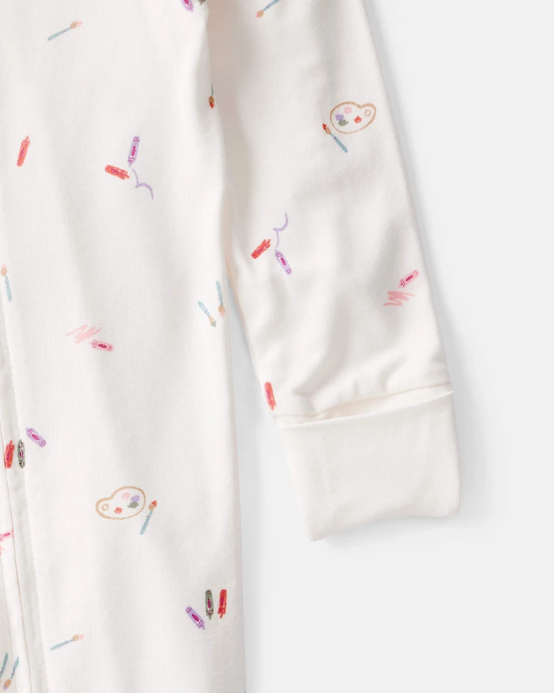 Baby Girl Art Print PurelySoft Sleeper- White