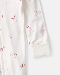 Baby Girl Art Print PurelySoft Sleeper- White