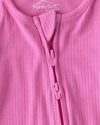 Baby Girl PurelySoft 2-Way Zip Snug Fit Sleeper - Pink