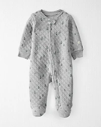 Baby Organic Cotton Quilted Holiday Tree Print Sleep & Play Pyjamas