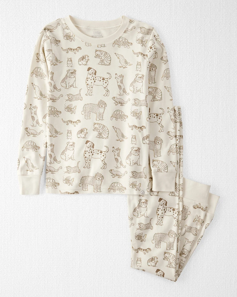 Kid Pet Print Organic Cotton 2-Piece Pyjamas