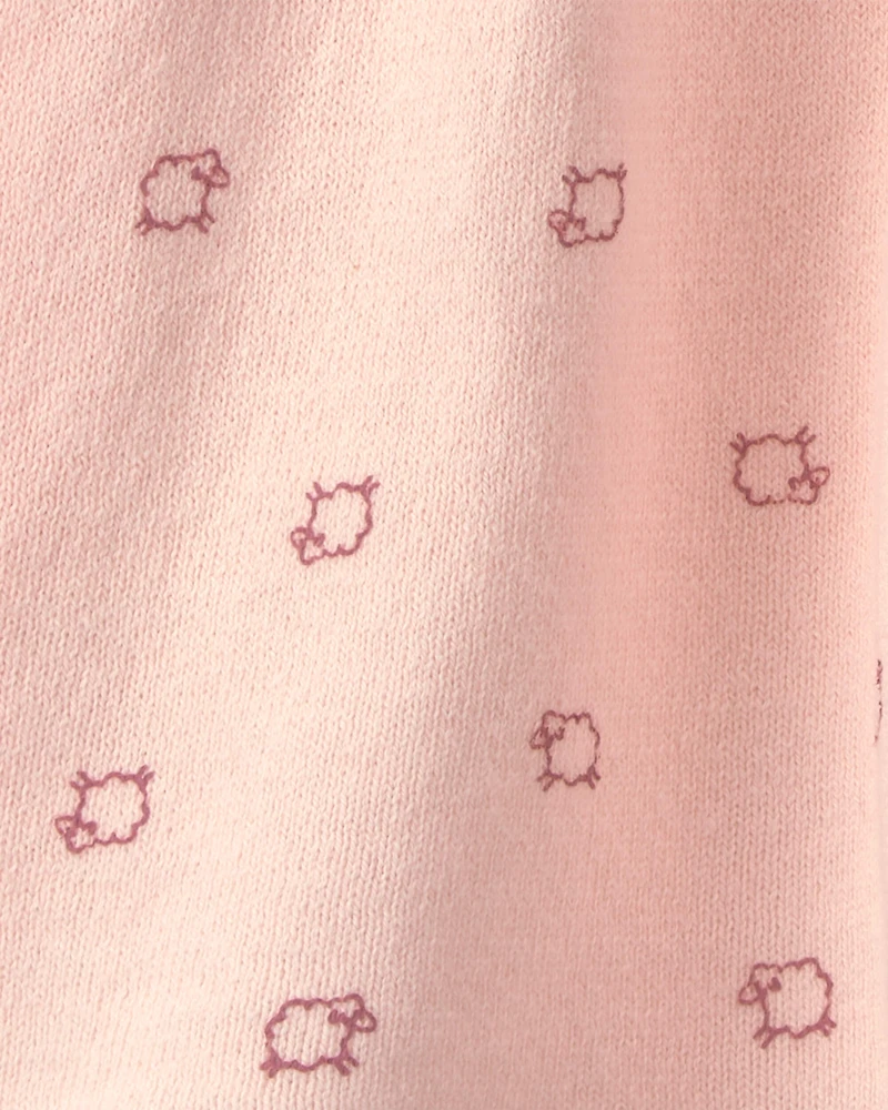 Baby Girl 2-Piece Sheep Long-Sleeve Dress Set - Pink/Cream