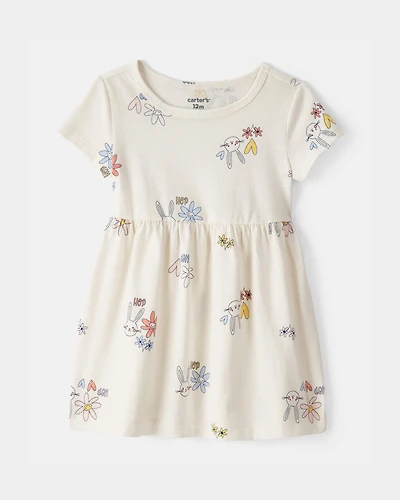 Baby Girl Easter Bunny Short-Sleeve Dress - Cream