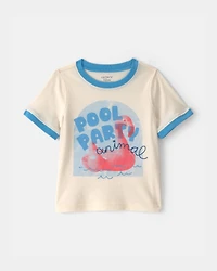 Baby Boy 'Pool Party Animal' Flamingo Graphic Tee - Cream