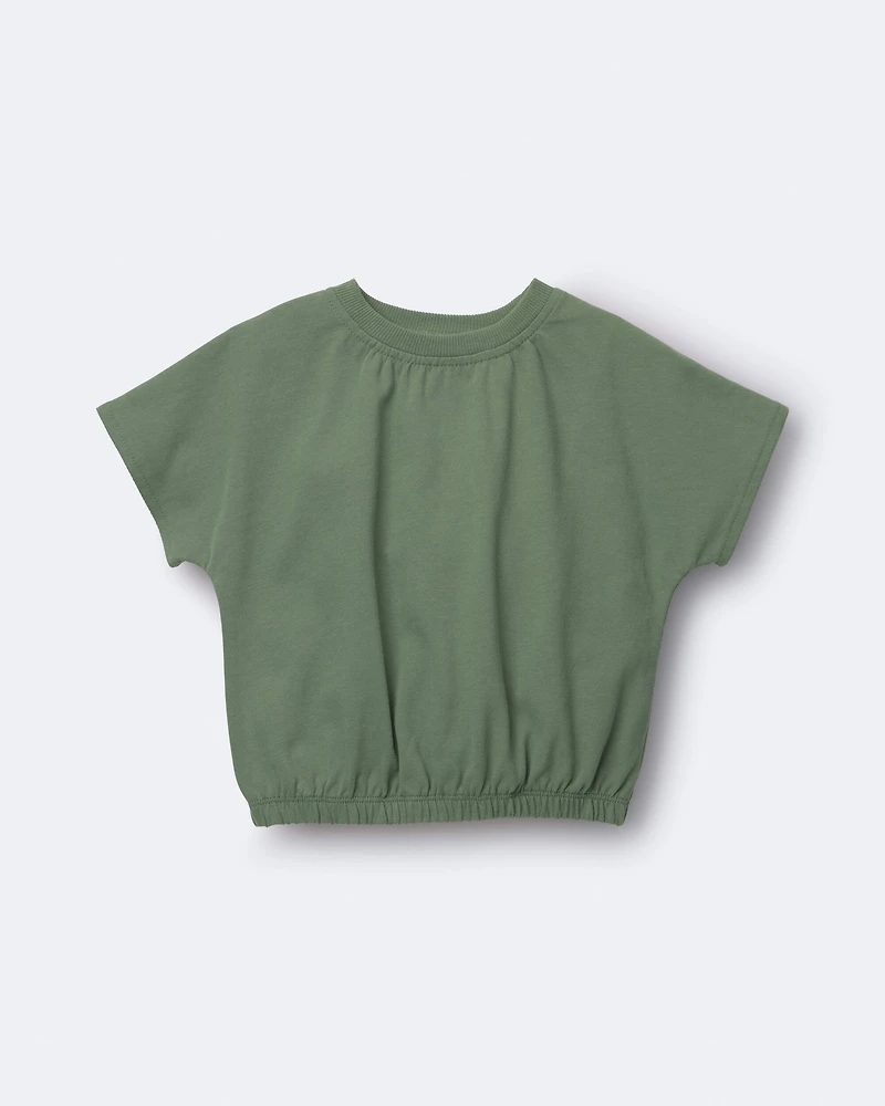 Toddler Girl Cinched-Waist Top - Olive
