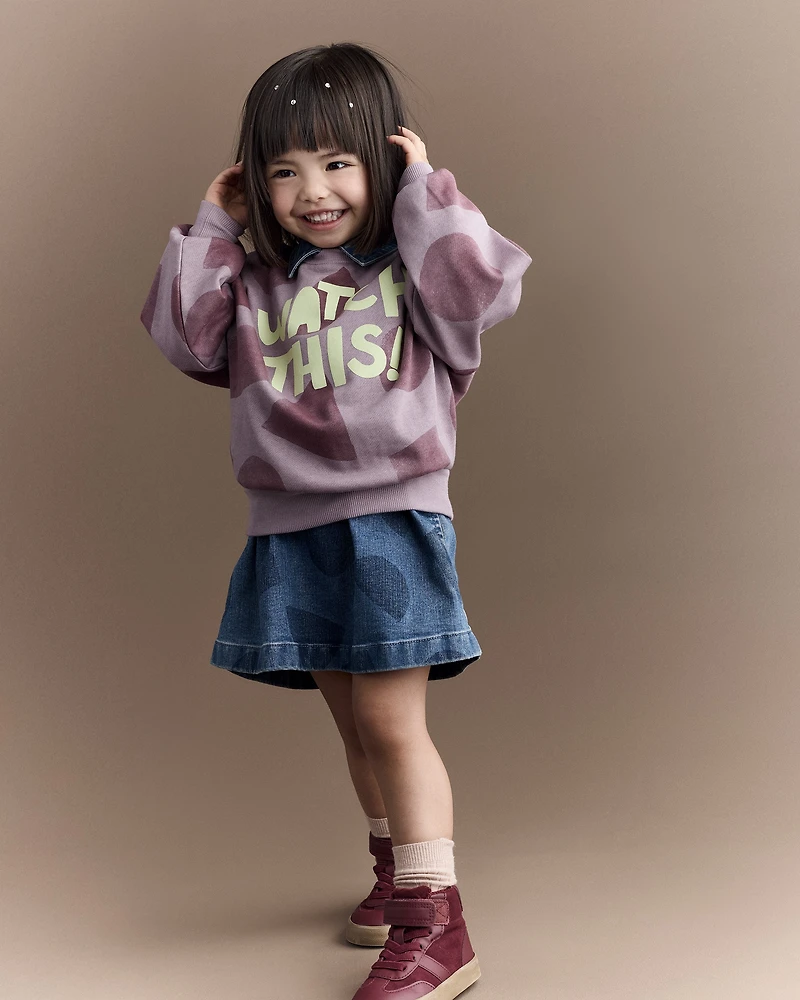 Toddler Girl Watch This!' Shapes Dolman-Sleeve Sweatshirt - Mauve