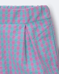 Toddler Girl Scalloped Gingham Short - Blue/Purple
