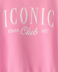 Girls 'Iconic Club' French Terry Pullover Sweatshirt - Pink