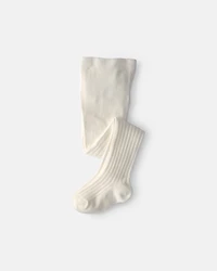 Toddler Girl Ribbed Tights – Ivory