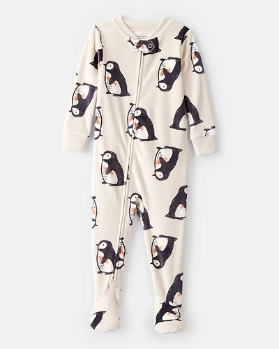 Toddler Boy Penguin DreamPlush Long-Sleeve Snug Fit 1-Piece Pajamas - White