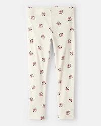 Toddler Girl Quilted Quarter-Zip & Floral Legging Set - Cream