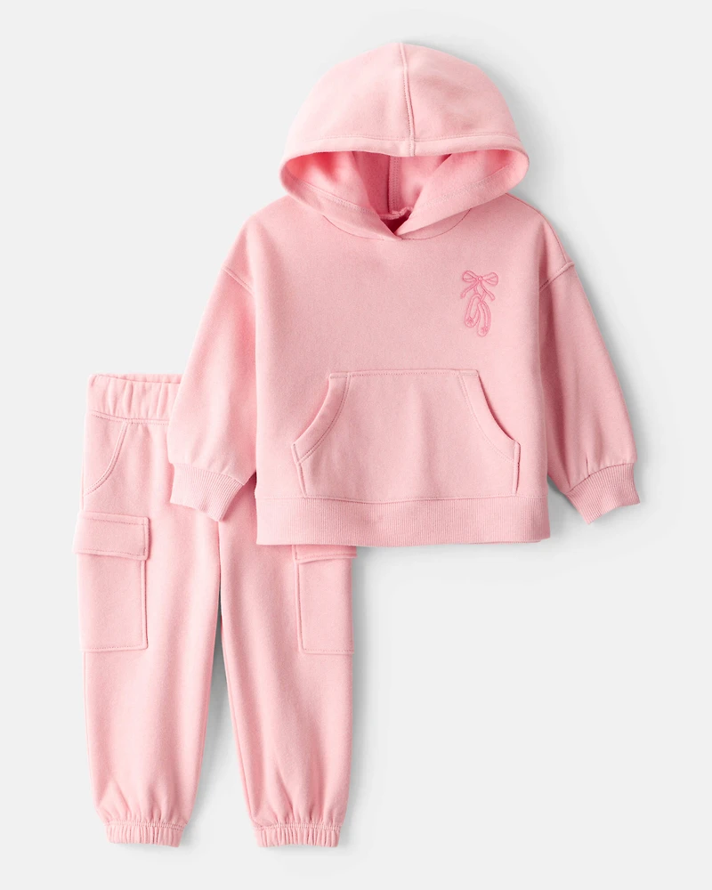 Baby Girl 2-Piece Ballet Long-Sleeve Hoodie & Pant Set - Pink