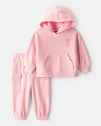 Baby Girl 2-Piece Ballet Long-Sleeve Hoodie & Pant Set - Pink