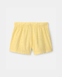 Girls Eyelet Shorts - Yellow