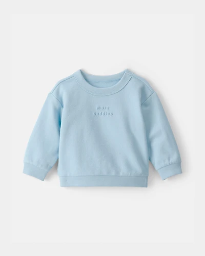 Baby Girl 'More Cuddles' French Terry Pullover Sweatshirt - Blue