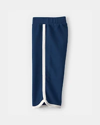 Baby Girl French Terry Wide-Leg Pants - Blue