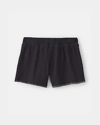 Toddler Girl Contrast Trim Shorts - Black