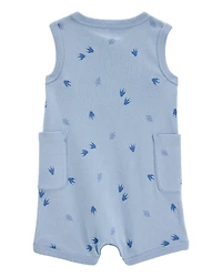 Baby Boy Dinosaur Cotton Romper - Blue