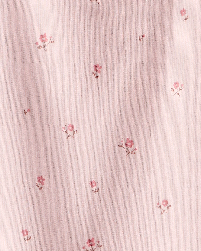 Girls French Terry Dress Made with Organic Cotton Blush Petals Print