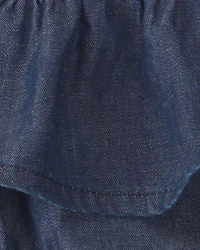 Baby Girl 3-Piece Headband, Top & Chambray Short Set - Pink