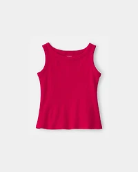 Girls Rib Tank Top - Red