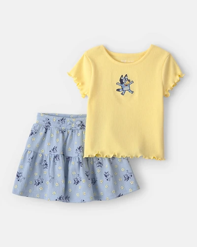 Baby Girl 2-Piece Bluey™ Top & Skort Set - Yellow