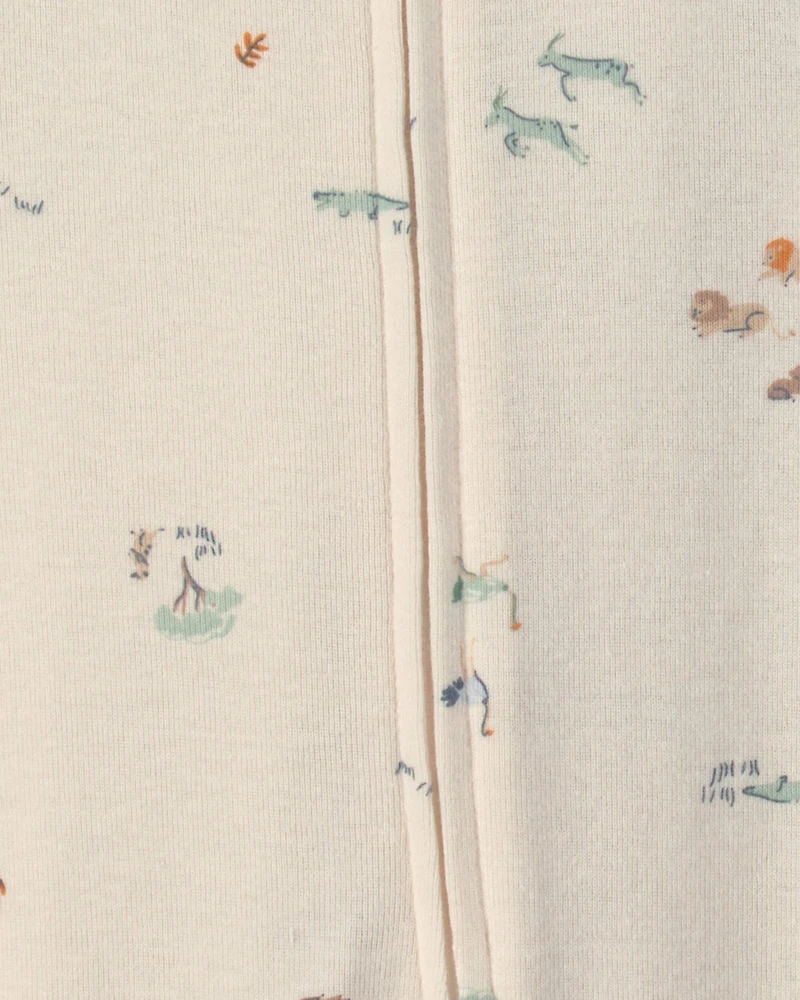 Baby Boy 2-Pack Safari Snug Fit Sleepers - Blue/Ivory