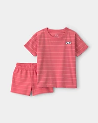 Baby Boy Coral Striped Set - Orange