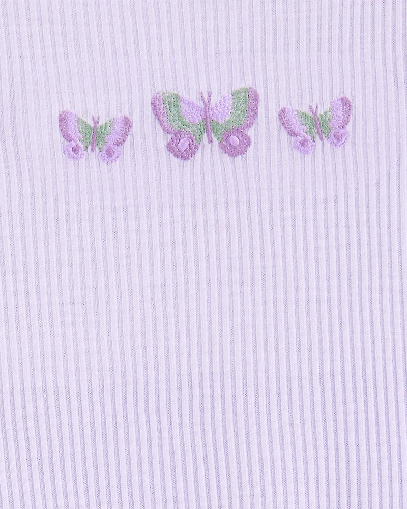 Girls Butterfly Loose Fit 2-Piece Pyjamas - Purple