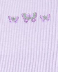 Girls Butterfly Loose Fit 2-Piece Pyjamas - Purple