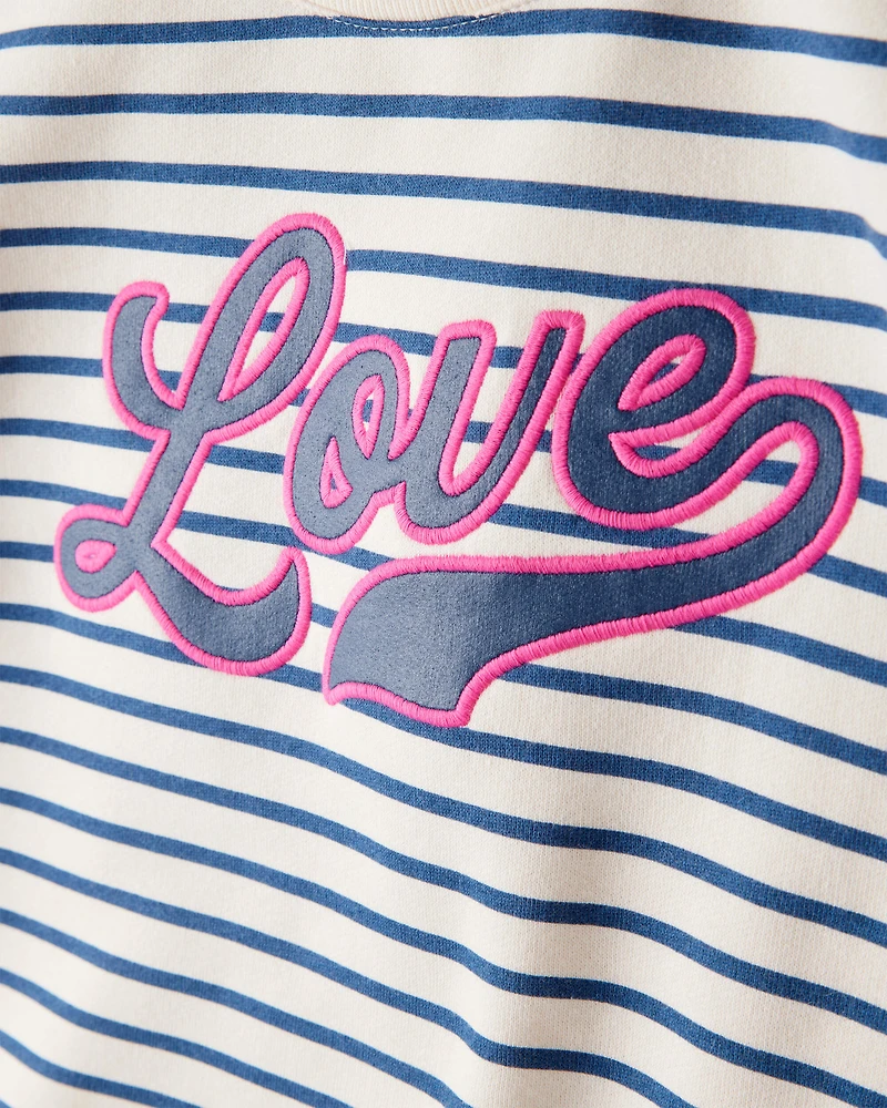 Kid 2-Piece "Love" Striped Top & Flared Pant Set