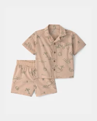 Baby Boy 2-Piece Volcano Beach Top & Short Set - Tan