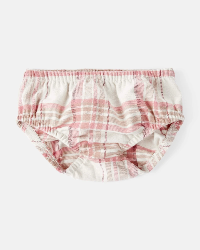 Baby Girl 2-Piece Print Cotton Long-Sleeve Dress Set - Plaid