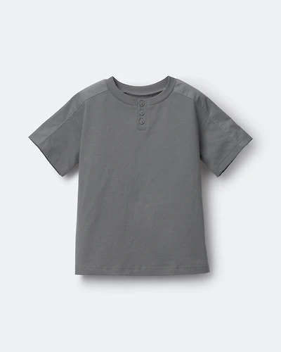 Toddler Boy Henley Tee - Dark Grey
