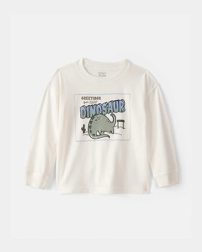 Toddler Boy Dinosaur Long-Sleeve Graphic Tee - Ivory
